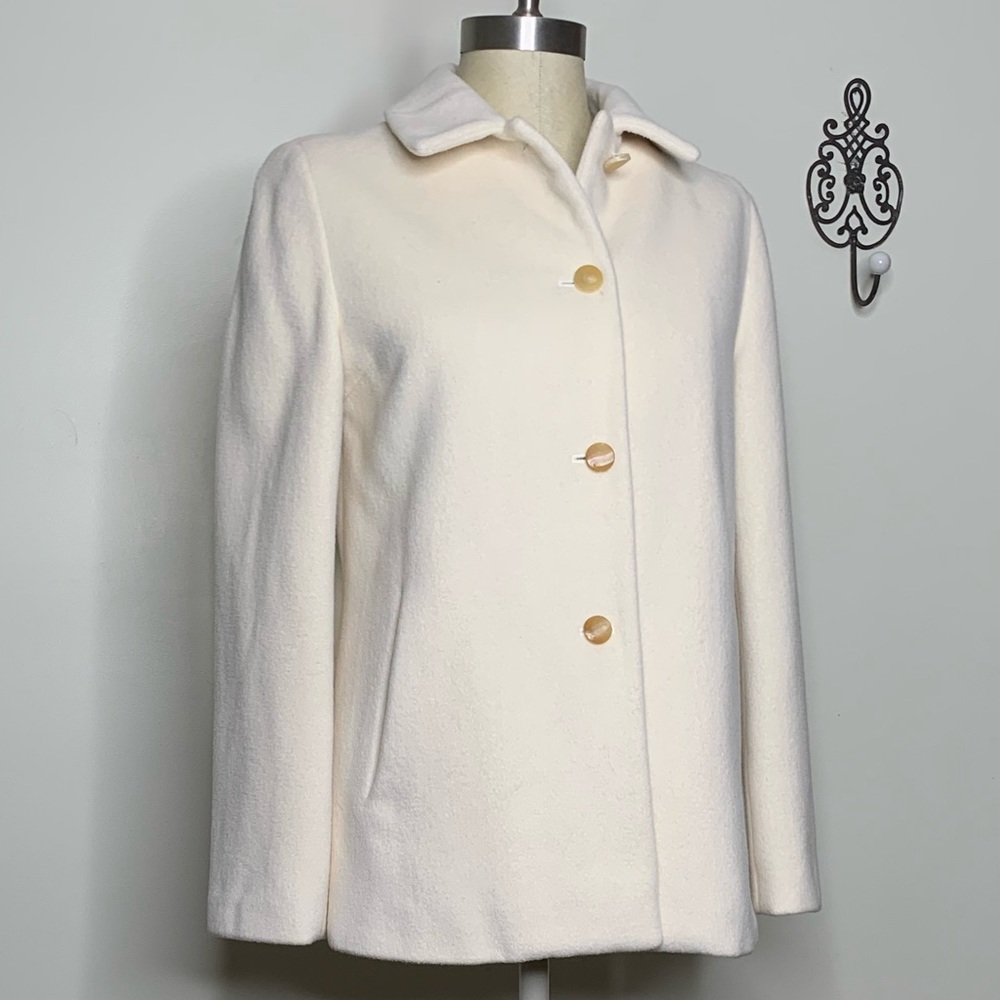 Soft Camel Hair Winter White Coat by Mine Sz M - Picture 3 of 8